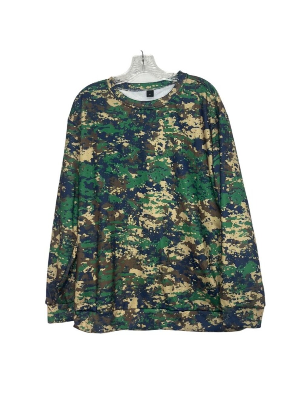Camouflage Long Sleeve Crewneck Sweatshirt Medium Green New Casual Pullover